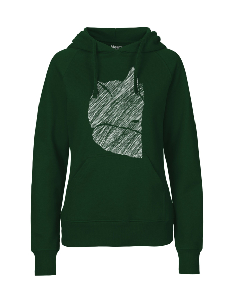Fair gehandelter Bio Frauen Hoodie "Fuchs 2.0" vegan, organic & fair - bottle green